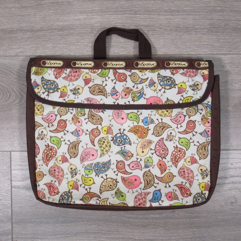 LeSportsac Tokidoki Computer Tablet Bag Multicolor Birds Padded Handle Purse